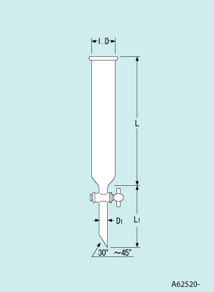 クロマトカラム PTFEコック TO-41型 内径41.4mm 長さ750~1400mm