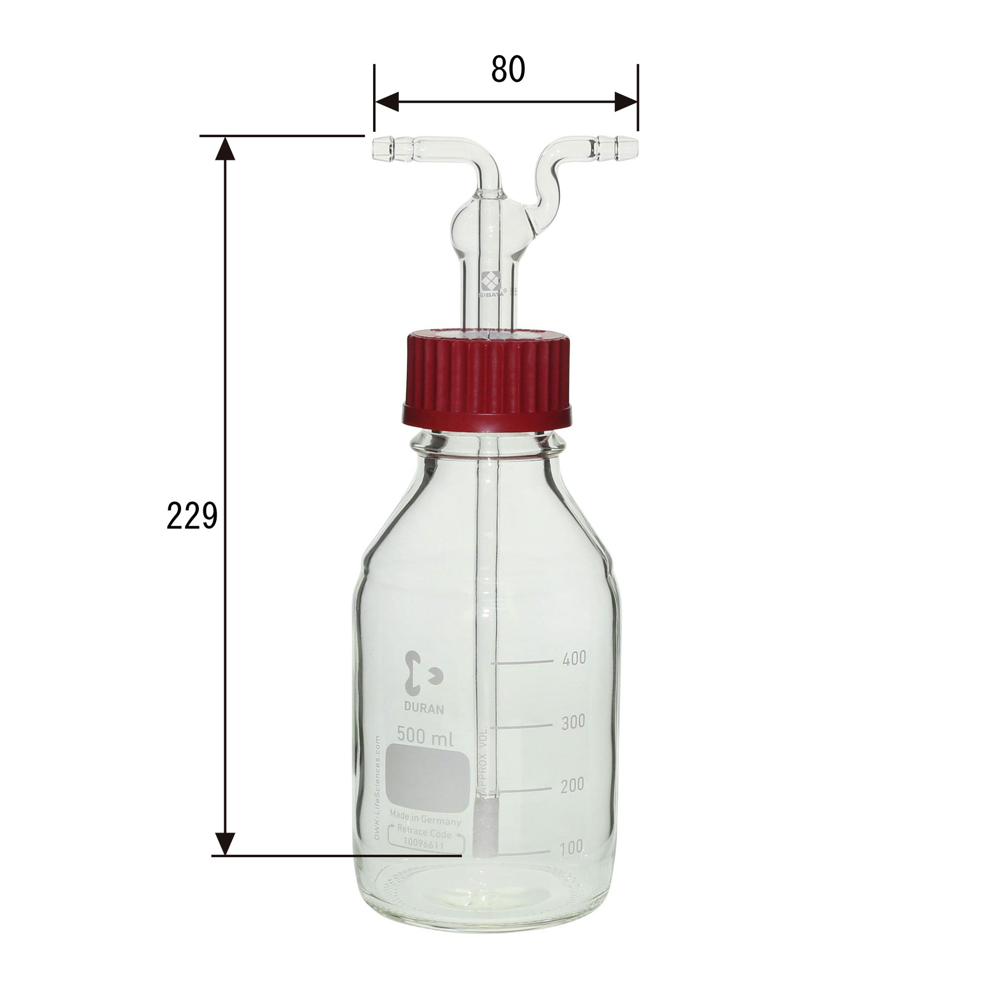 ねじ口洗浄びん 円筒フィルター付 500mL