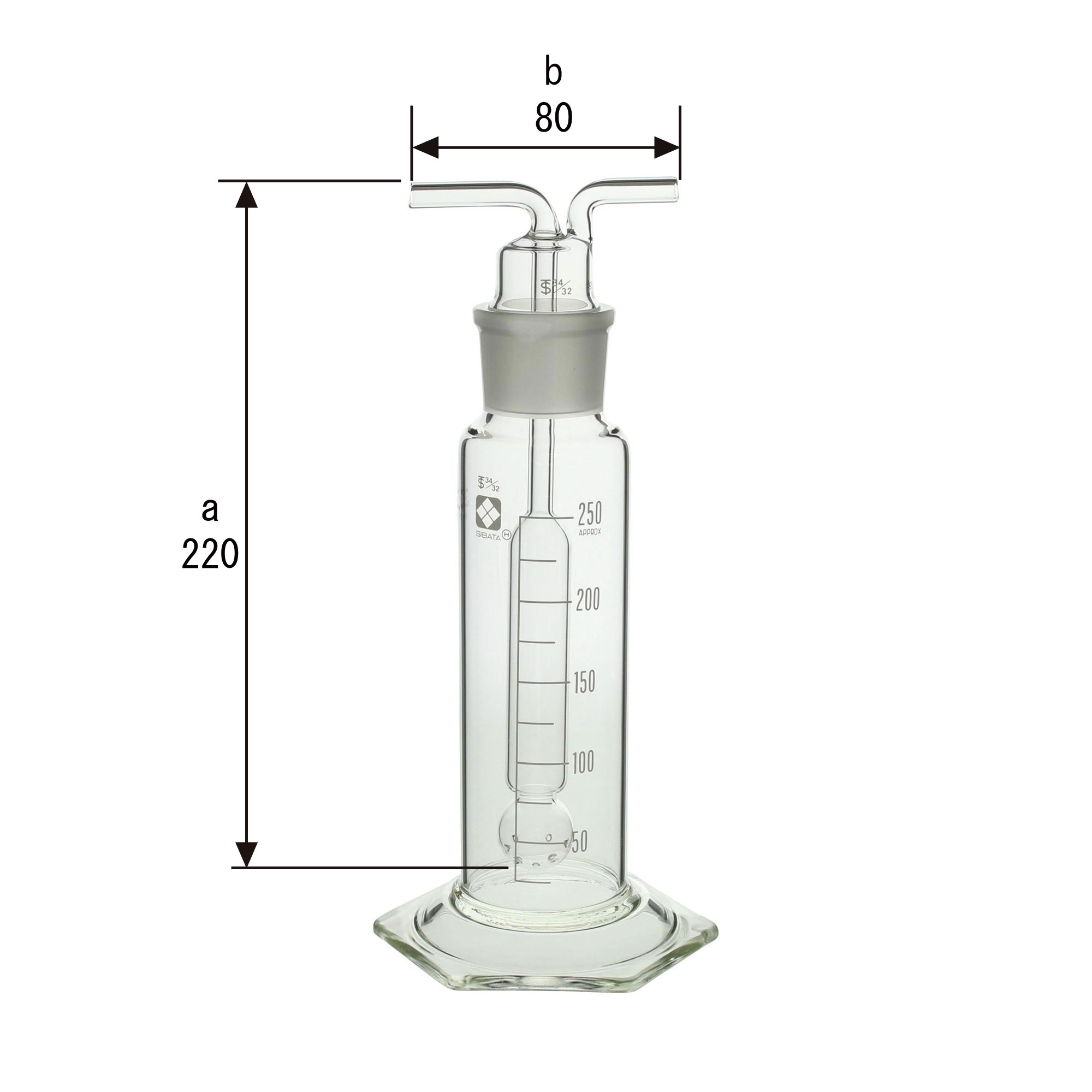 共通摺合ガス洗浄びん ムエンケ式 250mL