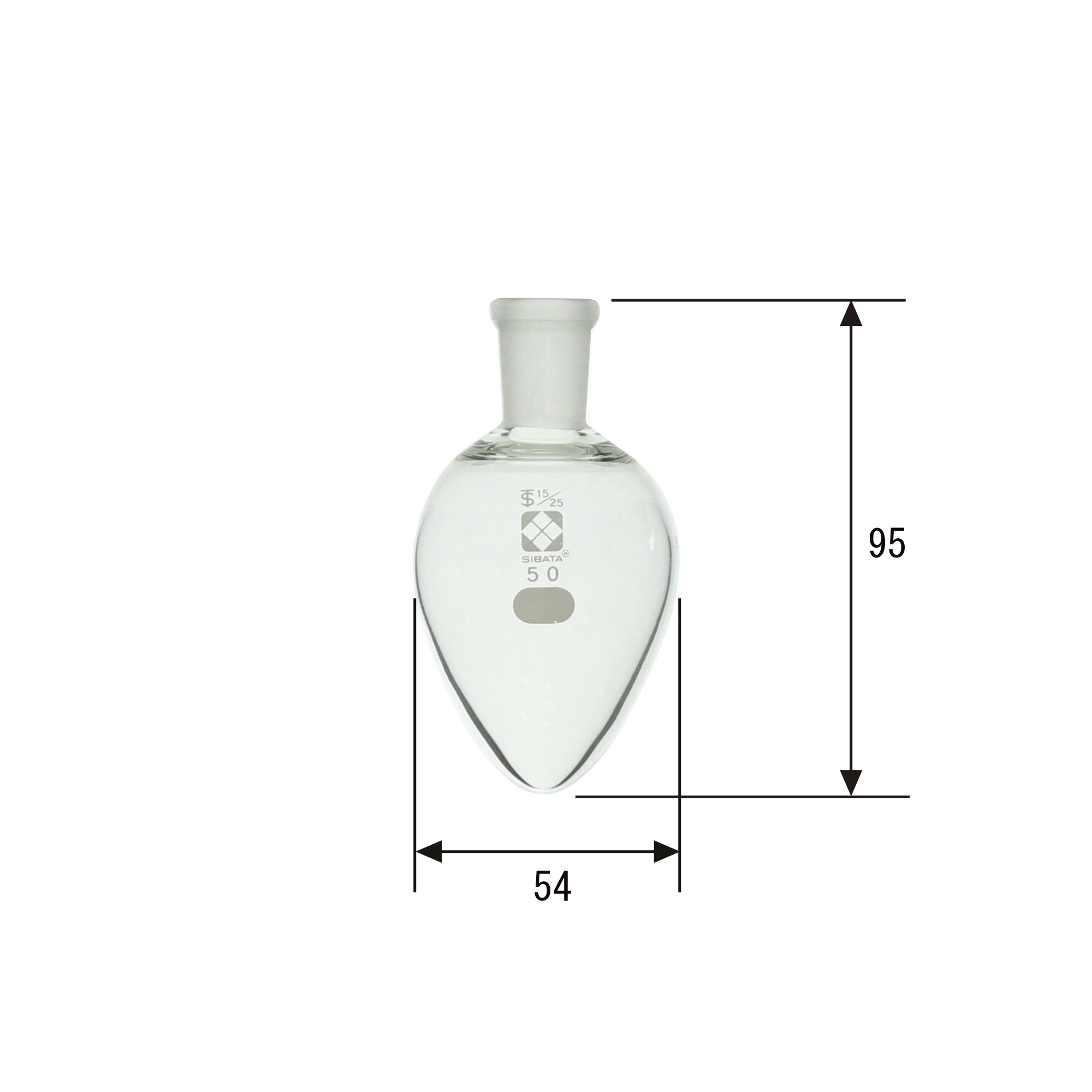 共通摺合梨形フラスコ 50mL 15/25