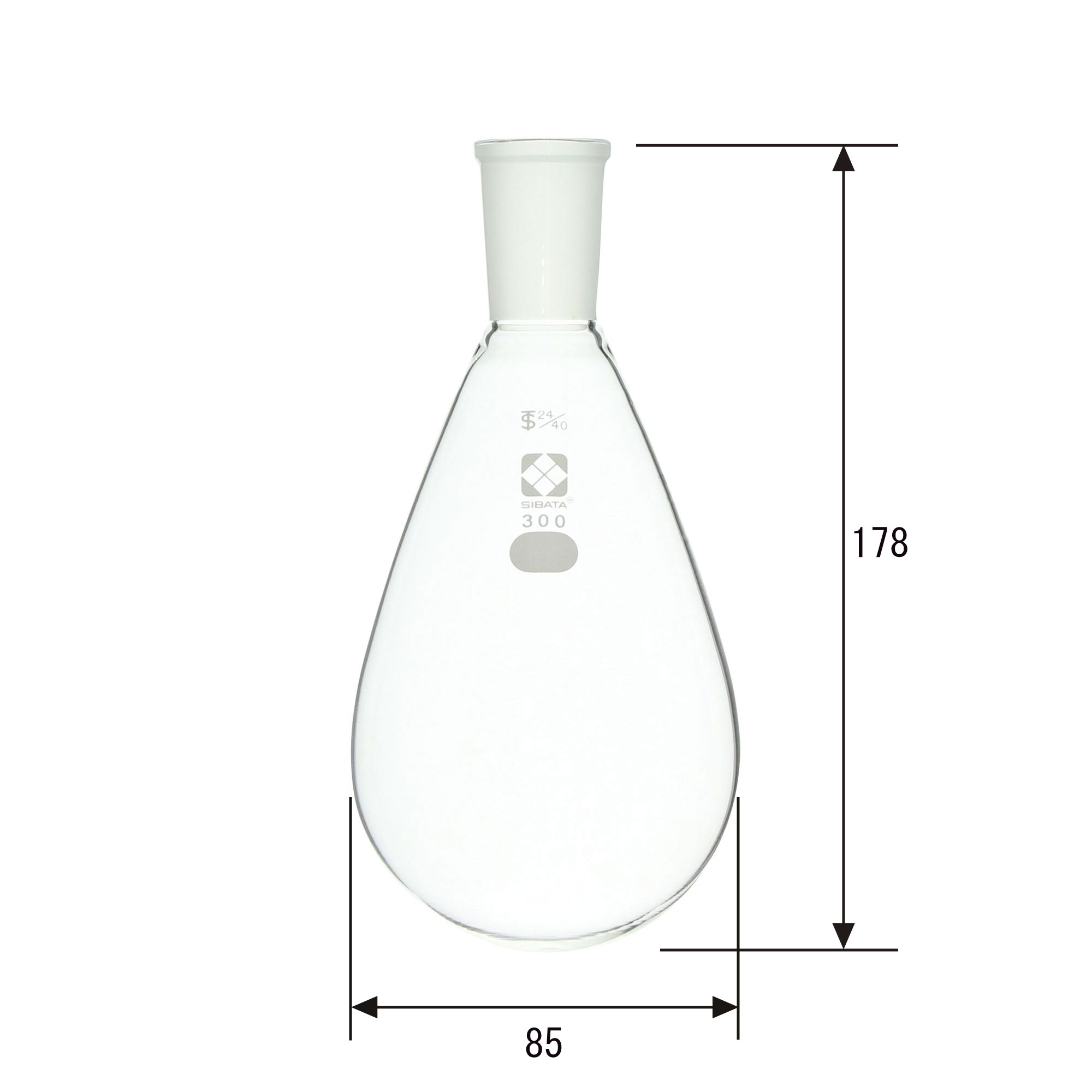 共通摺合なす形フラスコ 300mL 24/40