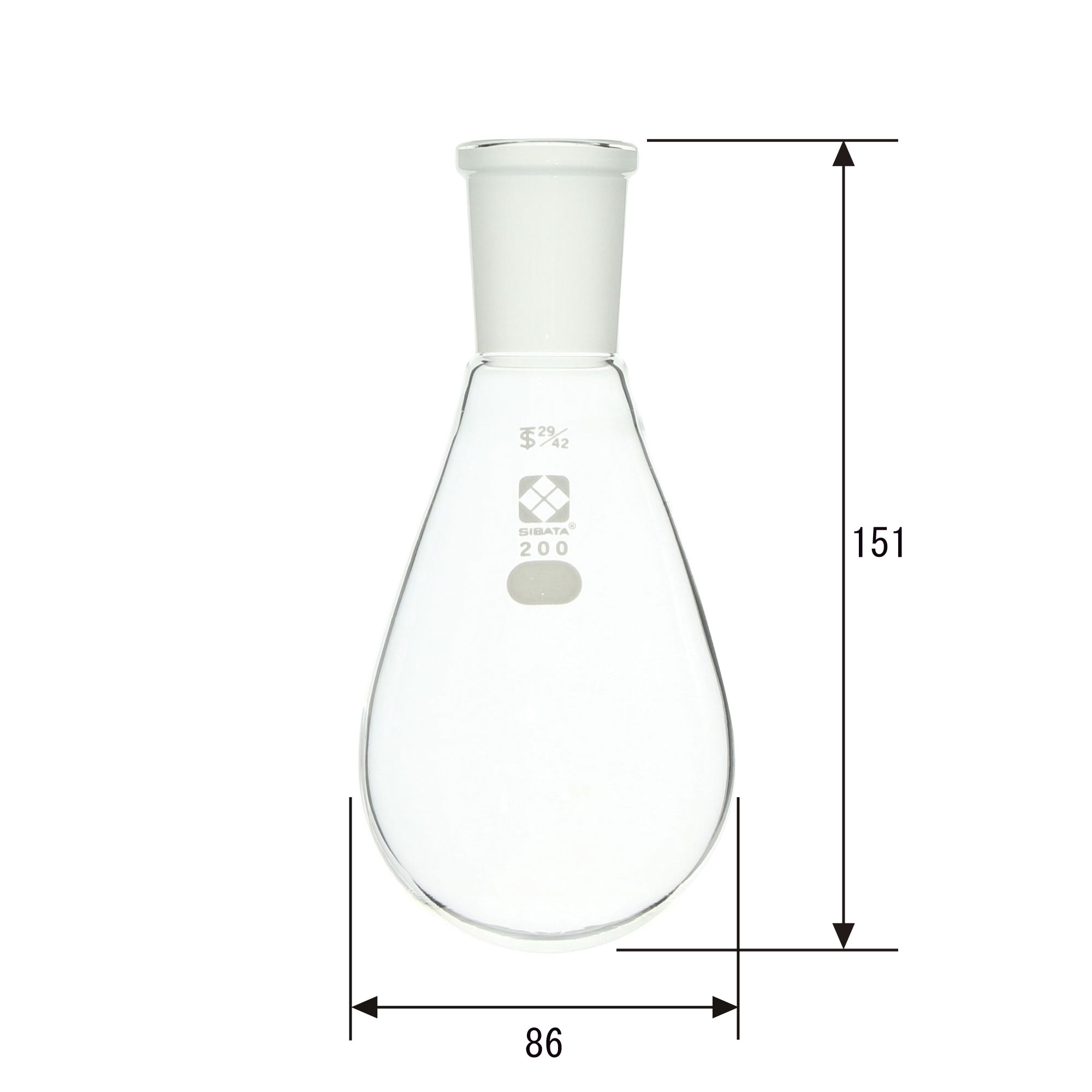 共通摺合なす形フラスコ 200mL 29/42