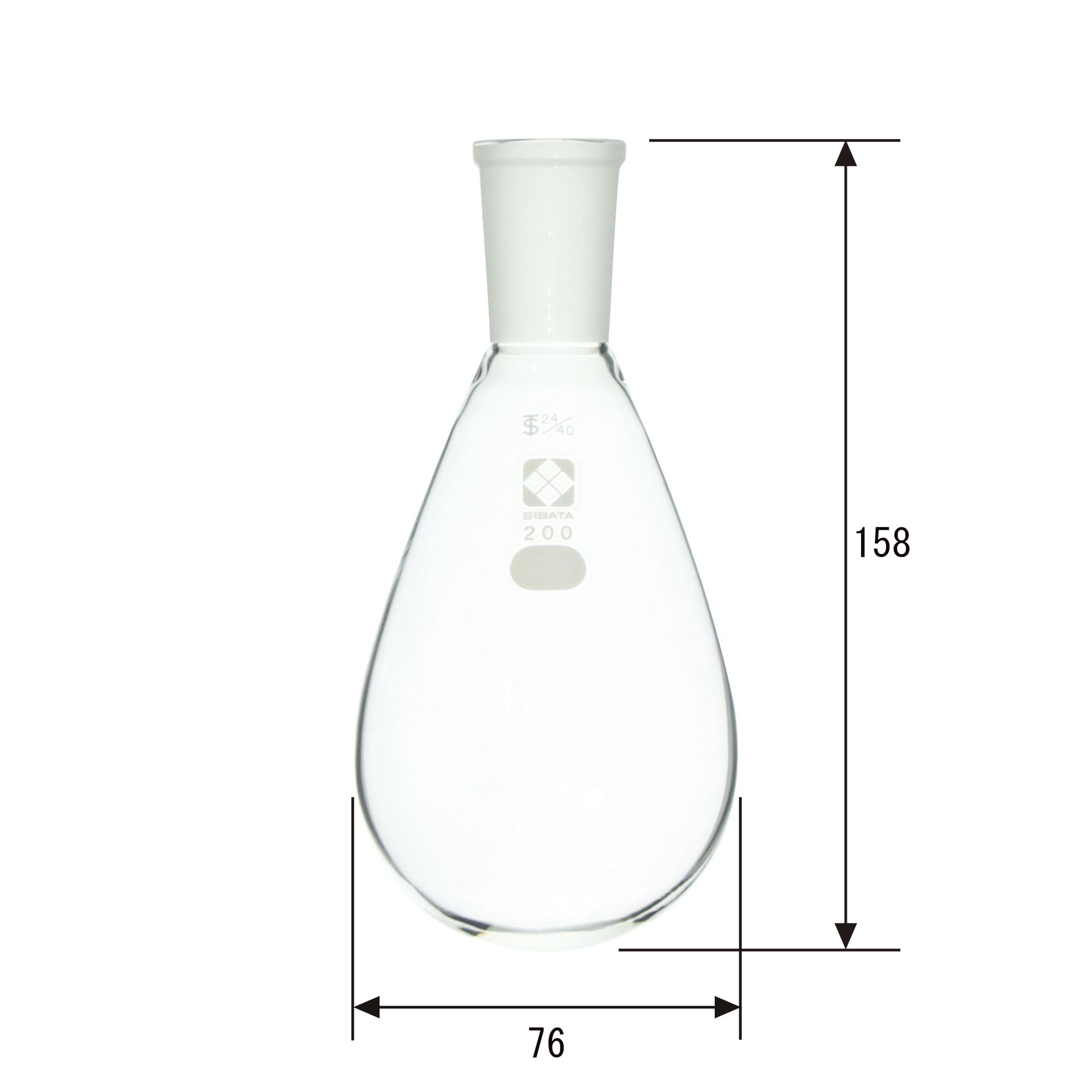 共通摺合なす形フラスコ 200mL 24/40