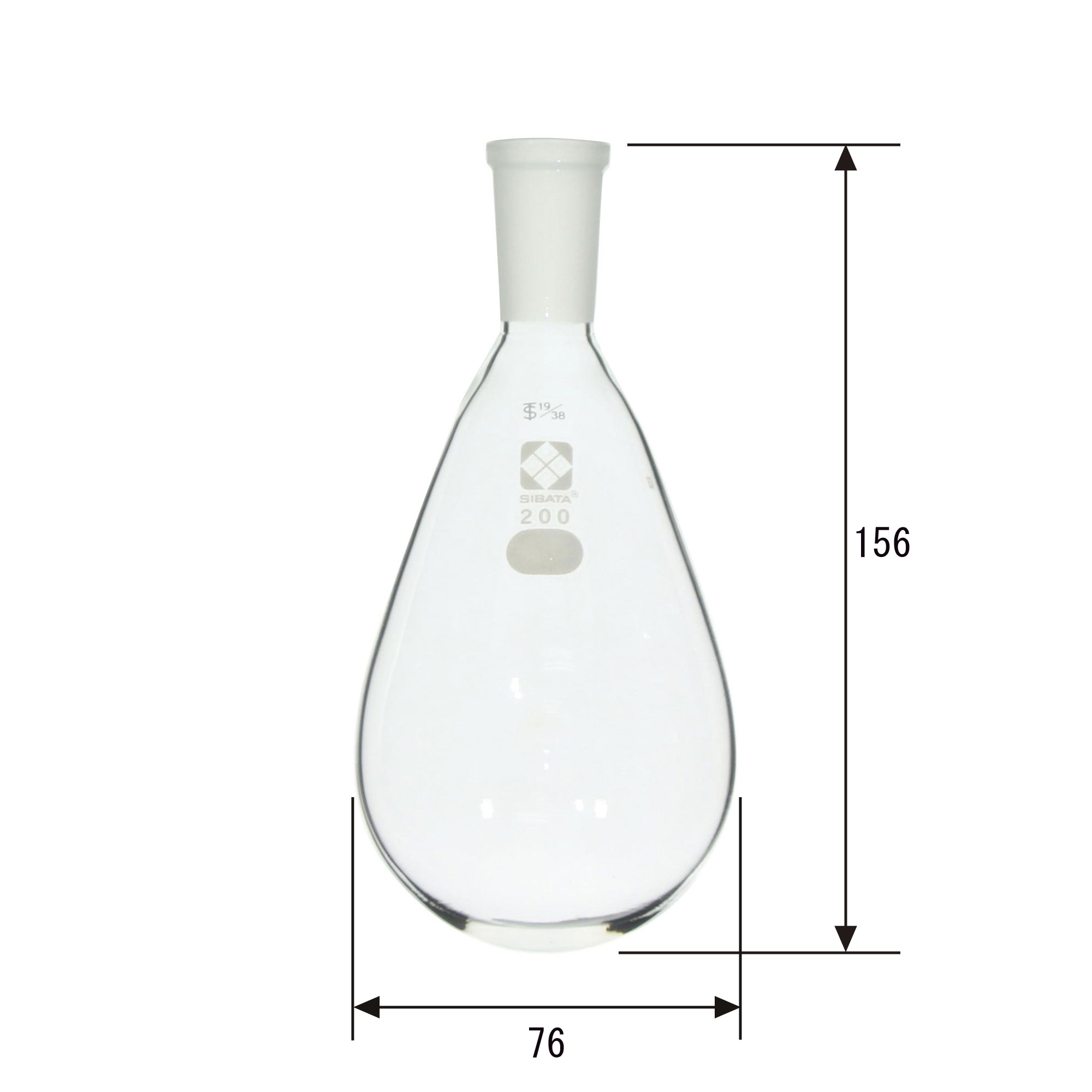 共通摺合なす形フラスコ 200mL 19/38