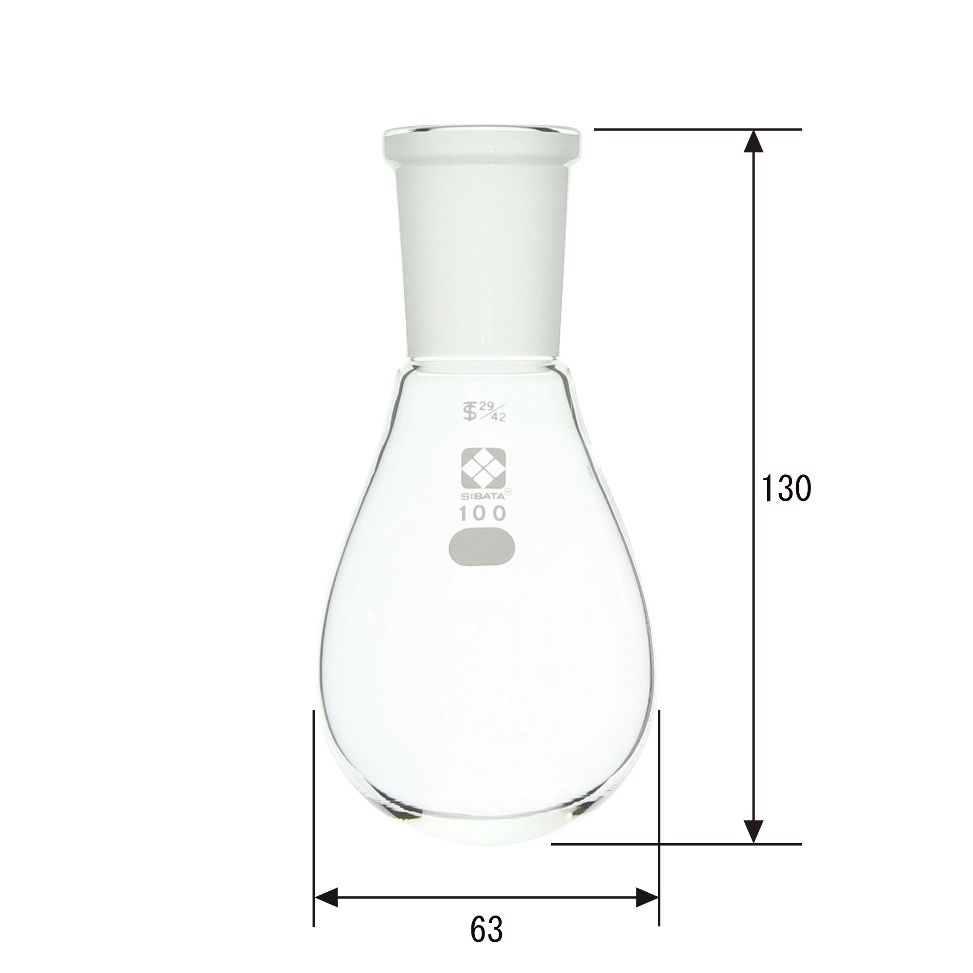 共通摺合なす形フラスコ 100mL 29/42