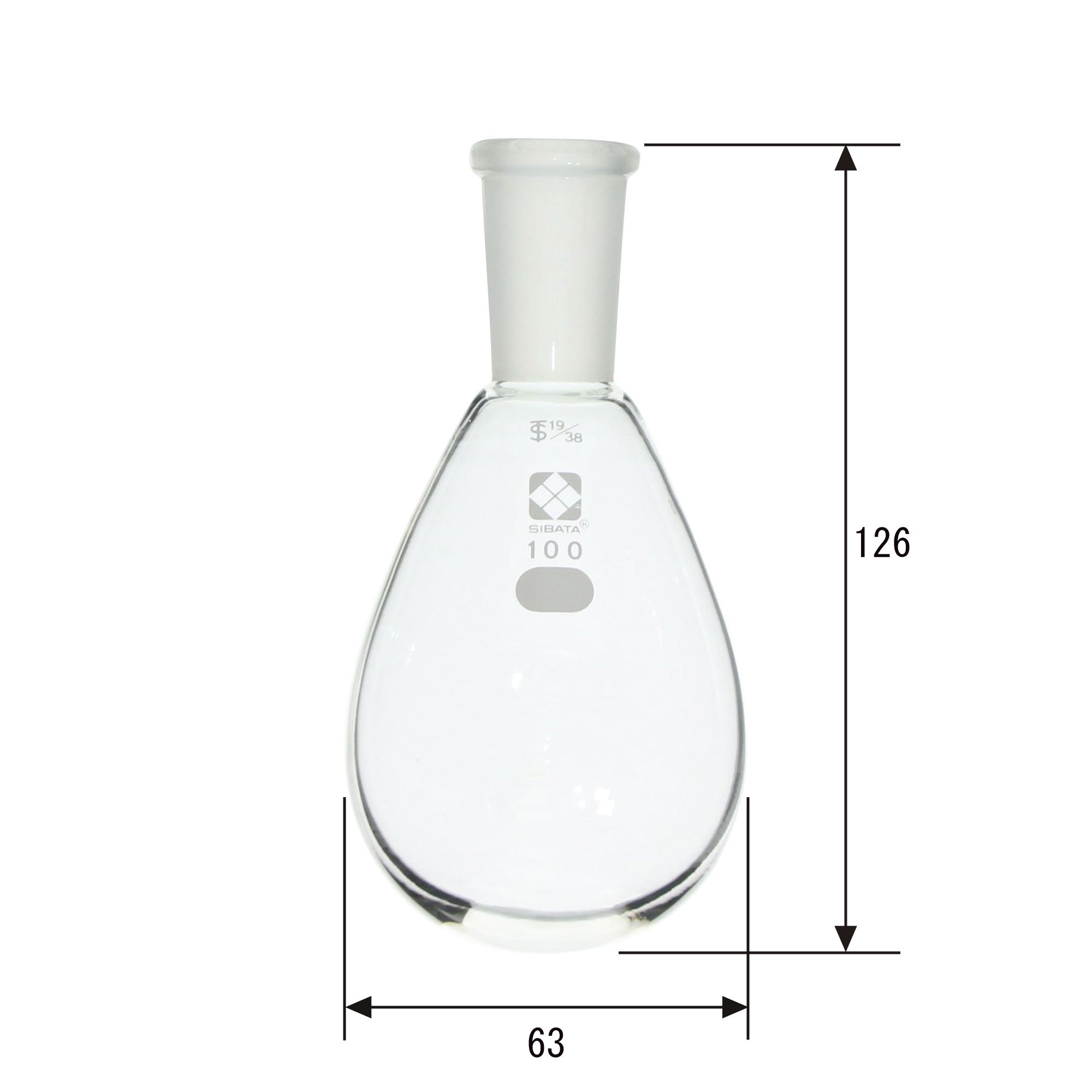 共通摺合なす形フラスコ 100mL 19/38